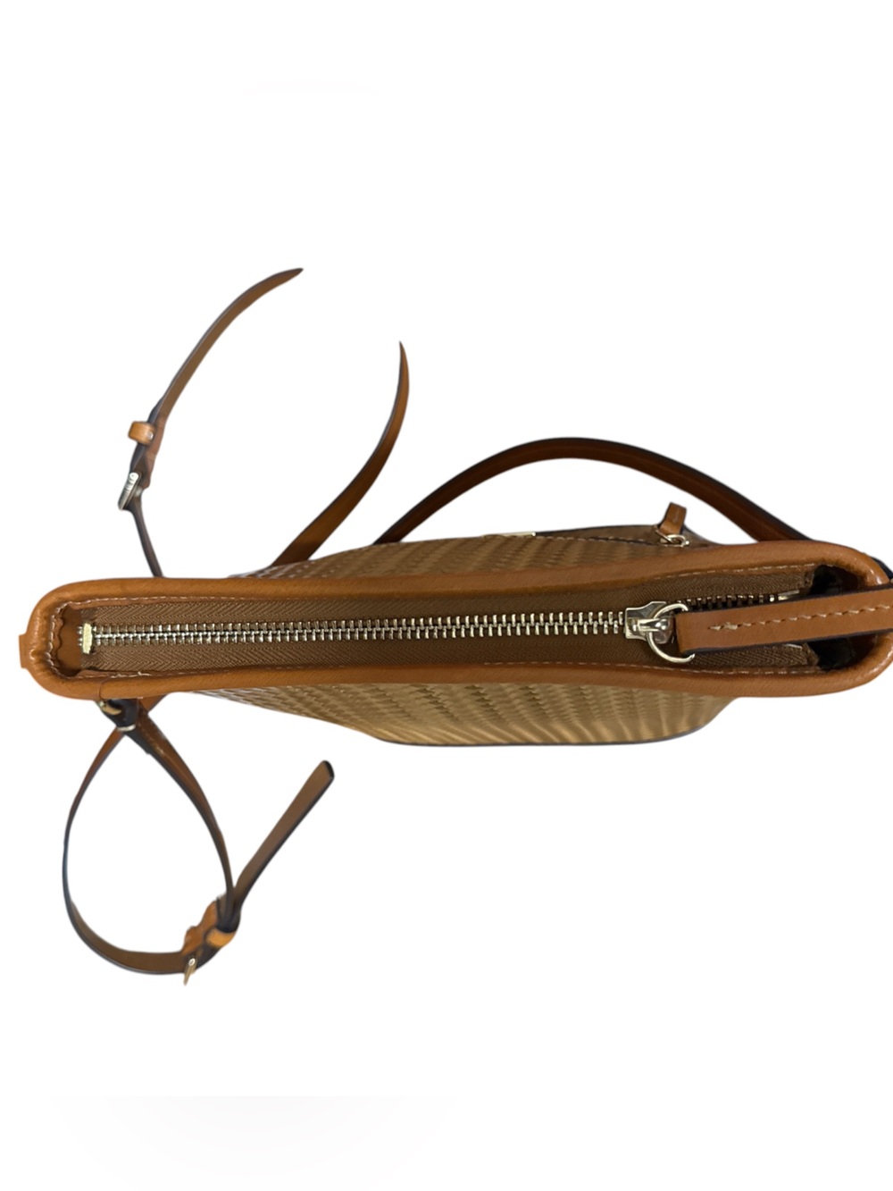 Dooney & Bourke Cognac Brown Woven Leather Crossbody - Picture 3 of 9